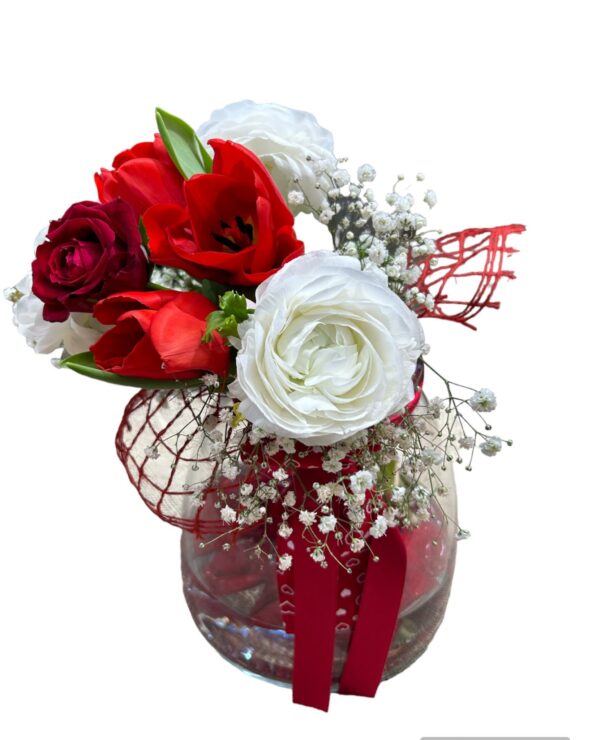 Bouquet in vaso di vetro